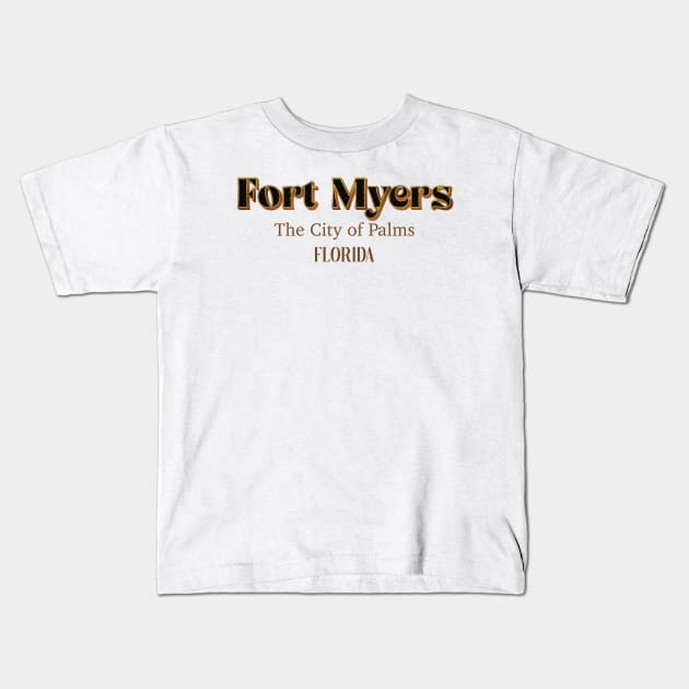 Fort Myers The City Of Palms Kids T-Shirt by PowelCastStudio